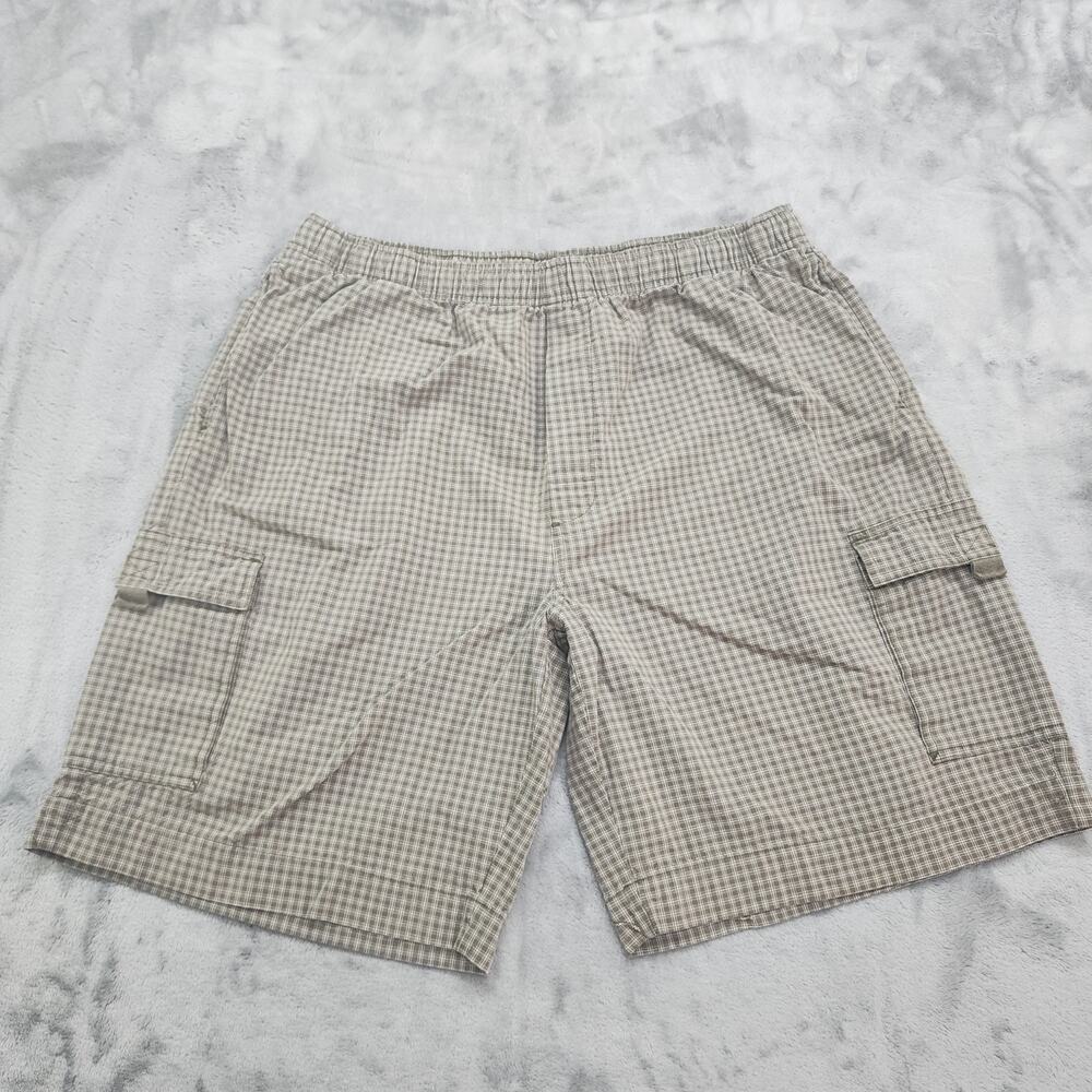 Vintage Canyon River Blues Shorts Mens XL Green Khaki Plaid Pull On Cargo Casual